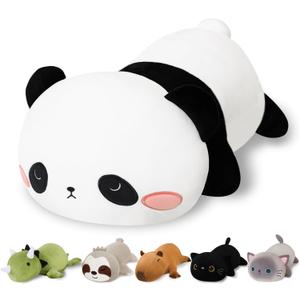 Weighted Panda Stuffed Animals, Cute Weighted Panda Plush, Soft Stuffed Weighted Plushie Pillow Gifts for Girls Boys(9.8" 0.8Lbs) (Small)