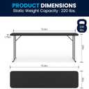 Flash Furniture Kathryn 6' Rectangular Plastic Folding Table, Long Plastic Foldable Table for Indoor/Outdoor Events, Black, 1 count