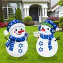 Jenaai 2 Pcs Metal Hanukkah Snowman Yard Signs with Stakes Chanukah Outdoor Holiday Lawn Decorations 16" Chanukah Garden Stakes for Jewish Holiday, Garden, Yard, Patio Party Supplies