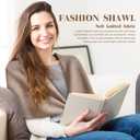 Women's Winter Knitted Shawl Wrap, Wool Cashmere Cape Cardigan Sweater Scarf (White)