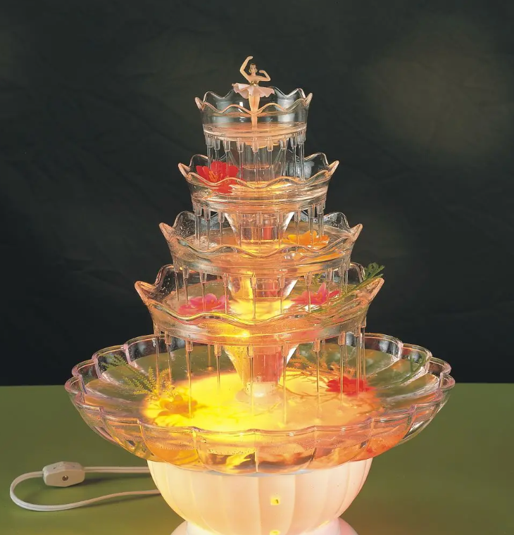 Lighted Plastic Water Fountain for Weddings, Garden, Home, Office, or Cake Centerpiece, Plastic, Clear, 20 inch