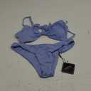 ZAFUL Women's Low Waisted Textured Knotted Cheeky Cami Bikini Set Two Piece Swimsuit (2-Light Blue2, M)