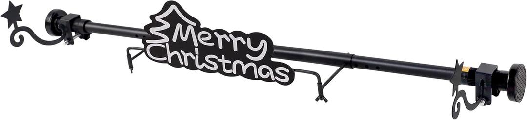 ATDAWN Christmas Front Door Garland Hanger, Merry Christmas Garland Holder, Black Iron Rectangular Hanger, Adjustable Width 34-48 Inches, No Nails or Screws