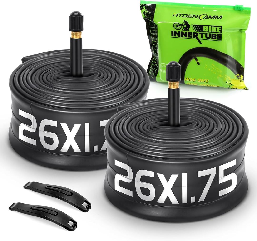2 x 2 Pack 26x1.75/2.125 Bike Tire Tube, 26x1.75 26x1.95 26x2.10 26x2.125 with 48mm Schrader Valve, Butyl Bike Tube 26 x 1.95 with 2PCS Levers, for MTB and Cruisers, City Bikes, Road Bikes
