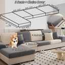 Sectional Couch Cushion Covers,Washable Thick Stretch Jacquard Fabric Couch Covers for Sectional Sofa, Skin-Friendly Slip Sofa Slipcovers for Pets (Beige,3 Seats + Chaise Cover)