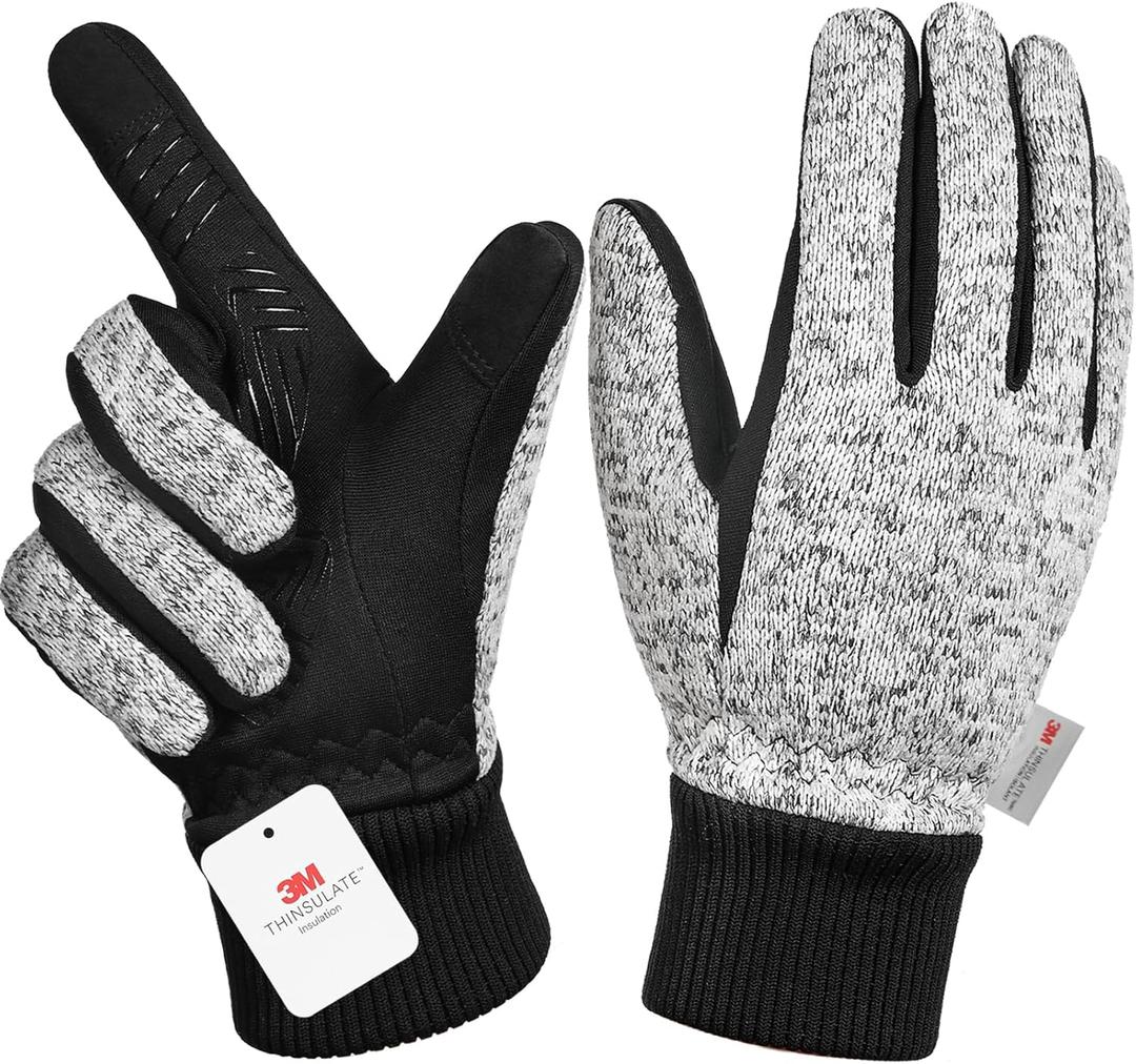 MOREOK Winter Gloves for Men/Women -10F 3M Thinsulate Warm Touch Screen Snow Ski Bicycle Bike Gloves for Driving/Cycling/Running/Hiking (Medium)