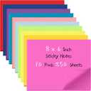 Zubebe 10 Pads Large Sticky Notes Jumbo Bright Colors Sticky Notepads Self Stick Note Square Memo Post Stickies for Office School, 25 Sheets/pad (8 x 6 Inch,Multicolor)