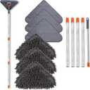 NWGOF Wall Cleaner Mop with 79 Inches Long Handle, 360° Wall Washer Cleaner Tool for Walls/Ceiling Fans/Dust/Baseboard/Floors Clean, Ceiling Cleaner Tool Duster with Squeegee 6 Replacement Pads