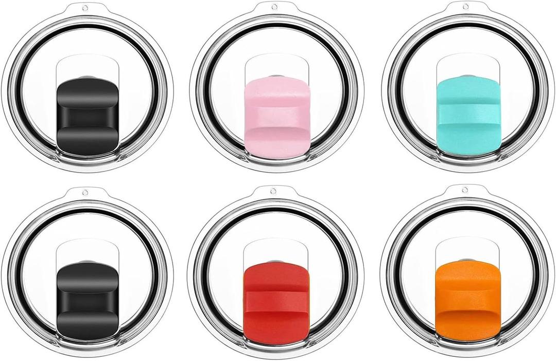 20 oz Tumbler Lids for Yeti, 6 Pcs Replacement Magnetic Spill-Resistant Lids for Yeti 20 oz Tumbler, 10 oz Mug, 10 oz Lowball with Magnetic Slider Switch, BPA Free