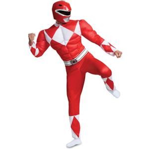 Disguise Men's Red Ranger Classic Muscle Adult Costume (L/XL (42-46))