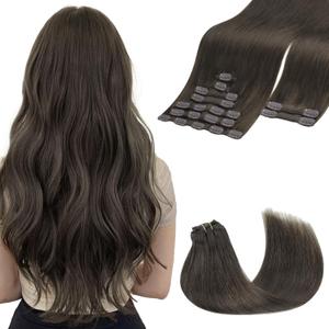 GOO GOO Clip in Hair Extensions Real Human Hair, Remy Human Hair Extensions Clip ins for Women, Natural Human Hair, 20inch 150g 9Pcs, 1C Mocha Brown