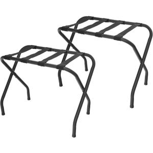 Luggage Rack Set of 2, Suitcase Stand, Luggage Racks for Guest Room, Hotel, Bedroom, Camping, Travel Suitcase Holder, Black Metal Frame, 27.5 x 14.2 x 20.7 Inches
