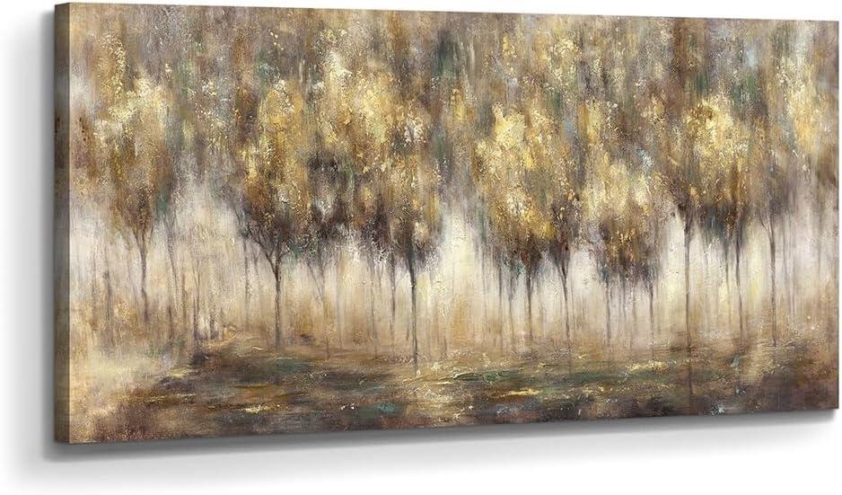 Forest Canvas Wall Art Painting: Tree Landscape Picture Abstract Hand Painted Nature Artwork Decor Large Textured Print for Living Room Bedroom Home Office, 40"L x 20"W