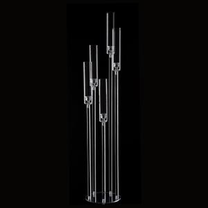 5 Arm Floor Candelabra,Acrylic Floor Candle Holder for Wedding Centerpiece Tall Clear Candle Holders for Ceremony Birthday Party Home Decoration Fit 0.8 LED Candles (1pcs)