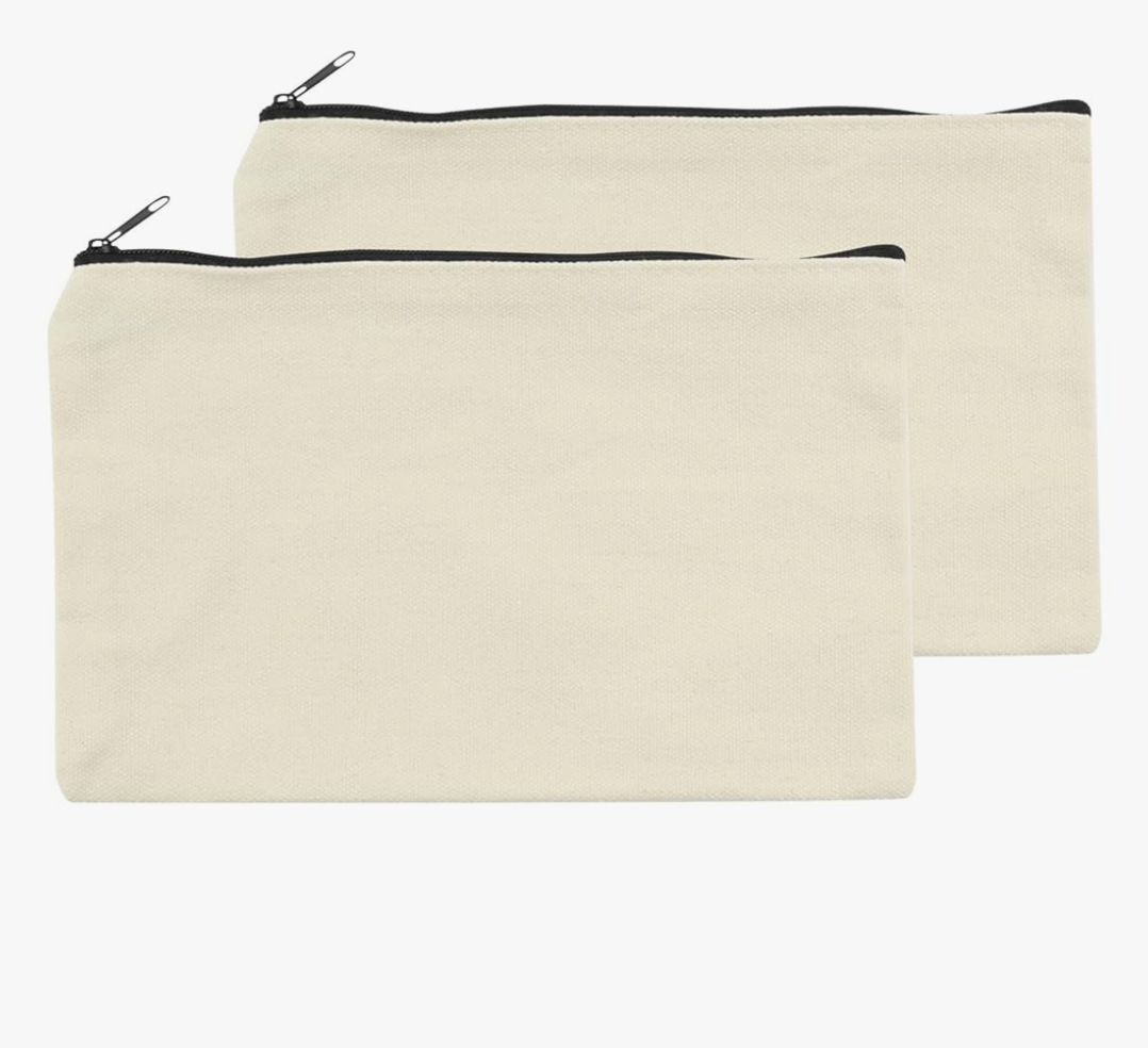 MYSXN 2pcs Canvas Bags,Pencil Case,Makeup Bag,Blank Zipper Pencil Pouch for School Supplies,Office Supplies,Home,DIY,Cosmetic Bag