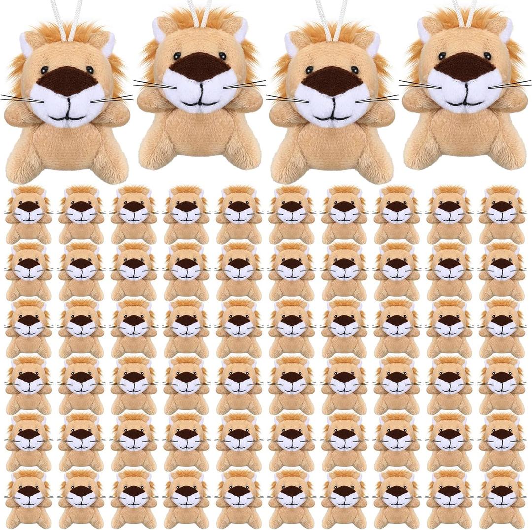 Shappy 100 Pcs Mini Animal Lion Plush Toys Small Stuffed Animals Bulk Mini Keychains Soft Cute Tiny Plushies for Birthday Gifts, Party Favors, Prizes, Carnival Prizes