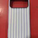 Magnetic for iPhone 17 Pro Max Case Cute Stripes Phone Case, Shockproof Slim TPU and Hard PC Protective Phone Cover Compatible with MagSafe Designed for Women Girls, Blue and White