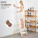Valeo 3 Step Ladder, Lightweight Folding Step Stool with Wide Anti-Slip Pedal, 330LBS Capacity, Heavy Duty, Sturdy Iron Metal Step Stool for Home, Kitchen, Closet, Adults, Cream White