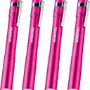 WORKPRO LED Pen Light, Aluminum Pen Flashlights, Pocket Flashlight with Clip for Inspection, Emergency, Everyday, 2AAA Batteries Include, Pink(4-Pack)