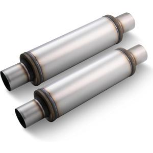 LCGP 2.5" Exhaust Mufflers, 2.5'' Inlet & Outlet Universal Muffler, 20'' Overall Length Stainless Steel Resonator Straight Through Design Exhaust Tip(2.5" Intet 2.5" Outlet, 2 Pack)