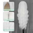 WERD Long White Wig for Women Long Curly Wavy Wig Middle Part White Wigs Heat Resistant Synthetic Cosplay Hair For Theme Party Daily Use