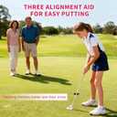 PGM Kids Junior Putter Golf Club Left Handed with Alignment Line | Age 8-12 Soft Grip Stainless Steel Mallet Putter with Enhanced Control and High Forgiveness, White Pink, 27 Inches,  Size 4'0"- 4'5", 