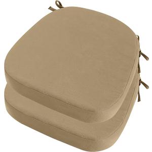 idee-home Outdoor Chair Cushions Set of 2, 17" x 17" Thick D-Shaped Patio Furniture Outdoor Seat Cushions Waterproof with Ties, Dining Pads