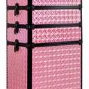 AROUS 5 in 1 Rolling Makeup Train Case Cosmetology Case on Wheels Large Cosmetic Organizer Travel Cart for Hairstylist Artist Nail Beauty Salon Barber,Pink