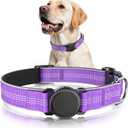 Waterproof AirTag Dog Collar - Reflective Comfortable Dog Collars with Air Tag Holder - GPS Dog Tracker Collar with Quick Easy Install - for Large Medium Small Dogs(Purple, XL)