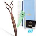 High-end Professional Dog Grooming Curved Thinning Scissors Teeth Blending Shears Pet Texturizing Thinner Blender Shears 7.5 Inch Extremely Very Sharp Made Of Stainless Steel Alloy For Dog Cat Groomer