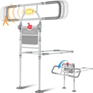 Bed Rails for Elderly Adults Safety with Motion Light & Storage Pouch - Bed Assist Rails for Seniors, Surgery Patients & Handicap, Fit King Queen Full Twin Bed (Large)