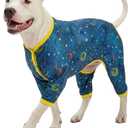 LovinPet Large Dog Surgery Recovery Shirt, Undershirt for Dog Coats, Anti Licking, Pitbull Clothes, Pet Anxiety Onesies, Navy Space Print, Pet Pajamas for Dogs, Pitbull Onesie, XL