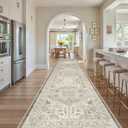 Madane Hallway Runner Rug 3x16 - Vintage Non Slip Washable 16ft Kitchen Runner for Entrance Soft Long Carpet Runners for Living Room Bathroom Low Pile Floor Mat for Bedroom Dining Room, Ivory/Brown