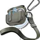 MAGEASY Odyssey AirPods 1 & 2 Case Cover with Secure Lock + Travel Carabiner + Wrist Strap, Wireless Charging Compatible, Drop Protection Apple AirPod 1st 2nd Generation Case Shockproof (Metal Green)