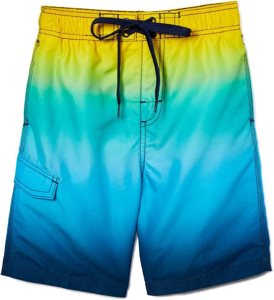Kanu Surf Boys' Line Up Quick Dry UPF 50+ Beach Swim Trunk (2T, Mirage Navy/Yellow)
