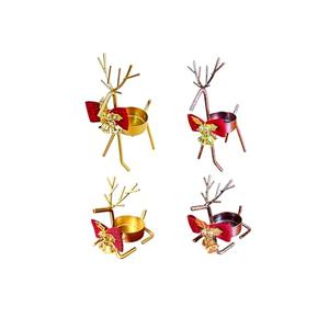 Kornnapa 4pcs Christmas Candle Holder, Reindeer Tealight Candle Holders Christmas Table Centerpieces Decorations Ornaments Metal Deer Dining Tabletop Holiday Decor Display