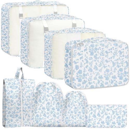 YEEYAA Packing Cubes for Travel - 8 Set Luggage Organizer Bags for Family, Mesh Breathable Packing Cubes for Suitcases Durable Travel Essentials Bags Set