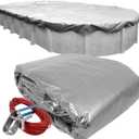 Robelle 18 x 40 ft Heavy Duty Dura-Guard Oval Cover for Above Ground Pools | Silver Pool Cover, 4 ft Overlap (22 x 44ft Cover Size), Solid 8 x 8 Scrim, 2.36 oz/yd2, War, Style: 551840-4-ROB
