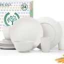 Homienly Premium Wheat Straw Dinnerware Sets - 24 PCS Dinner Plates,Plates,Cereal Bowls,Drinking Cups,Lightweight & Unbreakable Dishes Sets for 6,Dishwasher & Microwave Safe for Home - White