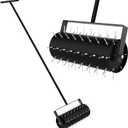 Rolling Lawn Aerator Manual Aeration Tool Heavy Duty Grass Dethatching Aeration Tool with 60 Inch Handle for Yard Garden Lawn Bearing Design, Labor Saving