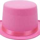 Top Hats for Adults and Kids Costume Magician Hat Prom Dance Deluxe Felt Tuxedo Dress Up Formal Hat-Unisex (31cm*27cm, 01-pink)