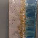 Arjun Framed Abstract Wall Art for Living Room Gold Blue Textured Canvas Art Wall Decor Bedroom Painting, Modern Picture Grey Mountain Artwork Home Office Wall Decoration, Large 40"x20"