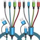 Travle USB A/C 4 in 2 Charging Cords, Dual Type C Multi Charging Cable, Universal Charging Cables for All Devices, iPhone Charger Cord for iPhone Series/Samsung/Tablets/PS