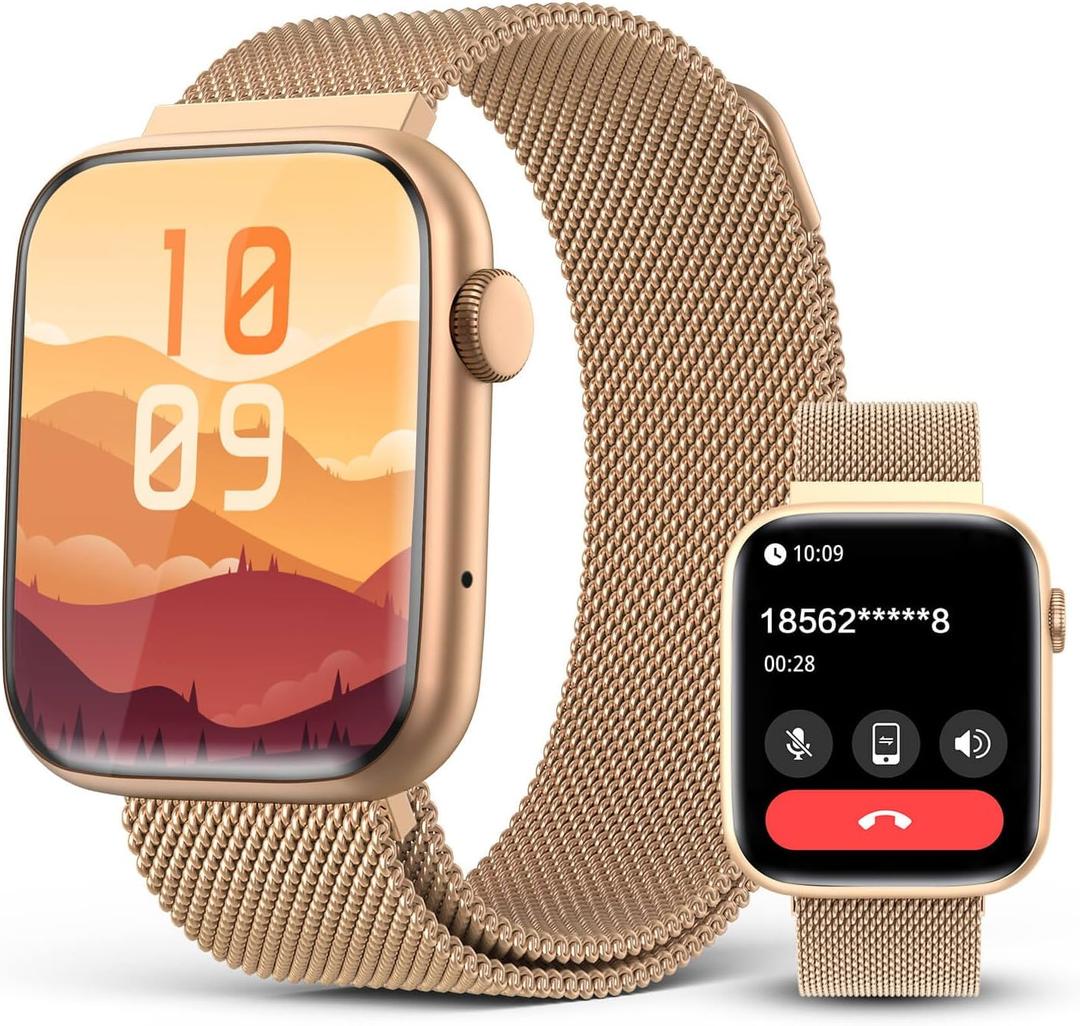 2025 Smart watches for Women with Blood Pressure Monitor, 1.9" AMOLED DA GPT AI Voice Smartwatch, 24/7 Heart Rate Stress Sleep Monitor,123 Sports Modes, IP68 Waterproof Fitness Tracker for Android iOS (Rose Gold Metal)