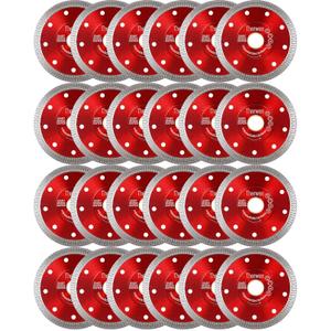 Therwen 25 Pcs Diamond Saw Blade Bulk 4.5 Inch Thin Tile Blade for Angle Grinder Tile Tools for Cutting Porcelain Ceramic Granite Marbles(Red)