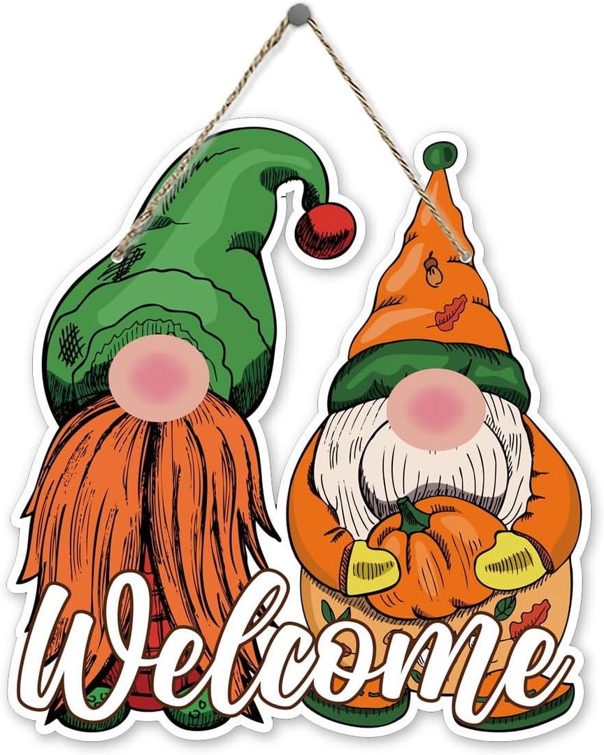 Fall Door Decoration, Welcome Front Door Sign, gnome Decoration, Autumn Pumpkin Patch Sign, Hanging Pumpkin Decorations, Thanksgiving Farmhouse Indoor Outdoor Decor, Housewarming Gift
