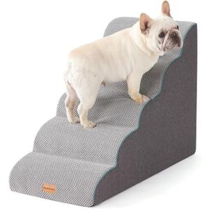 Gardner Pet Dog Stairs for Small Dogs 22.8" H, Curved 5-Step Pet Stairs, Dog Steps for High Bed, Couch (24-30 in) with Durable Non-Slip Waterproof Fabric Cover and CertiPUR-US Certified Foam