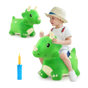 iPlay, iLearn Bouncy Pals Dinosaur Hopper Toy 2 Year Old Boy, Toddler Plush Bounce Animals, Ride on Bouncing Triceratops for Kids, Outdoor Hopping Horse Bouncer, Cool Birthday Gifts 3 4 5 6 Yr Girls 