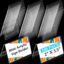 Fulmoon 100 Pcs Mini Acrylic Sign Holder, 2 x 3.5 Inches Small Clear Sign Display Holder Acrylic Name Plate for Desk Horizontal Nameplate V Shaped Display for Office School Store Business