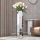 Mirror Floor Vase 28 inch High, Silver Decorative Glass Tall Vases for Decor Living Room Large Big Cylinder Standing Vase for Bedroom Home Corner Indoor Office